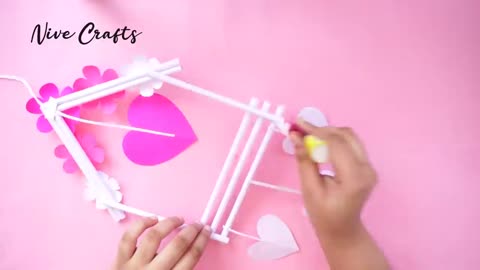 Heart & Flower Wall Hanging _ How to make simple Paper craft Ideas _ valentine's day room decor diy