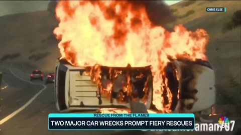 Video shows Florida officer rescue people trapped in burning car