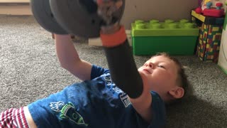 Kid Shows Off His Strength While Using Prosthetic Arm