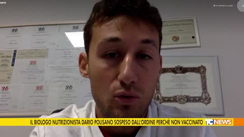 Il biologo nutrizionista Dario Polisano sospeso dall'ordine perché non vaccinato