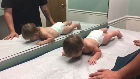 toddler has fun at doctors office