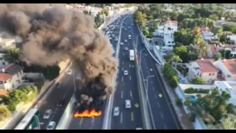 Protesters blocked traffic on a highway in Tel Aviv by setting objects on fire