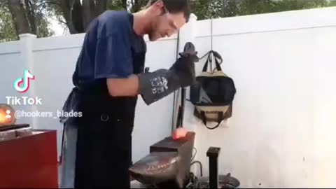 Turning a ball pein hammer head into a spiked hatchet head.