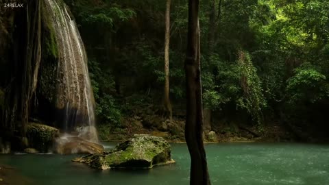 Waterfall and Rain Sounds Relaxing, Meditation, Music