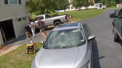 Delivery Driver Hightails It After Happy Dog Says Hello