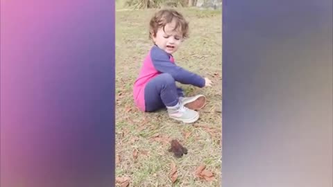 Cheerful Babies Playing with Animals in the Grass, Beautiful Babies, Animated Babies