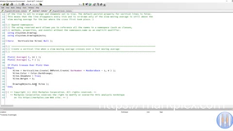 TradeStation QuickTip 71 Drawing a vertical line when there is a moving average crossover