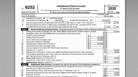 IRS Form 6252 - Reporting Installment Sales Income on Your Form 1040