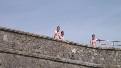 Corinthian Tomb stoning Plymouth Hoe 2014. Atlantic Ocean City Plymouth