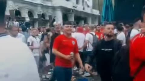 English fans attacking shops