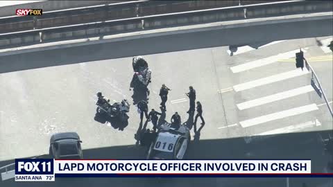 LAPD motorcycle officer hospitalized after Chinatown crash