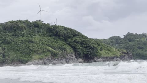 On Windiest Day in Thailand the Wind Turbine Above Nai Harn Beach Does NOT Spin