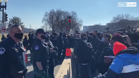 BLM and Antifa harass officers placed at the DC Capitol