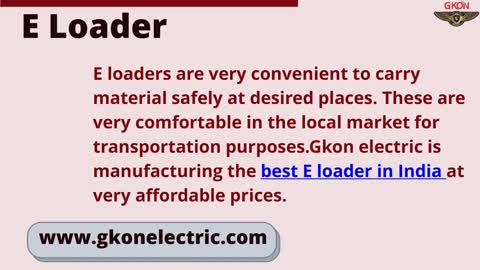 Best E Loader in India