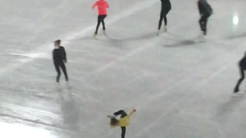 Girl practicing figure skating