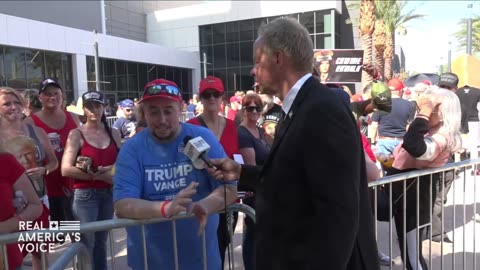 RAV ON THE GROUND AT THE VEGAS TRUMP RALLY TALKING WITH RALLY GOERS