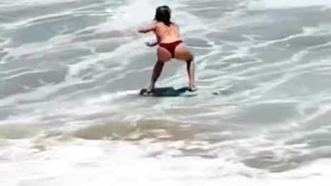 Brave surfer girl