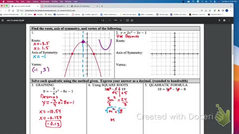 IM2 Alg1 Trad. Unit 12 Quadratics Review