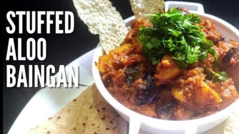 Stuffed Potato Brinjal | Bharwan Aloo Baingan Sabji