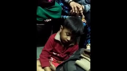 Funny child sleeping moment