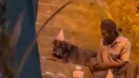 Homeless man celebrate his dog's birthday 😭 challenge you can't hold your years