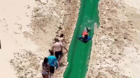 Crazy bounce, off the big slide