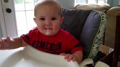 Baby's epic reaction after tasting sour cream