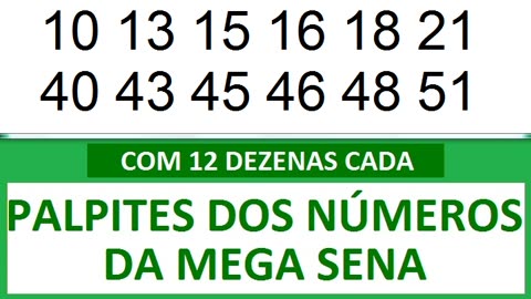 PALPITES DOS NÚMEROS DA MEGA SENA COM 12 DEZENAS wa wb wc wd we wf wg wh wi wj wk wl