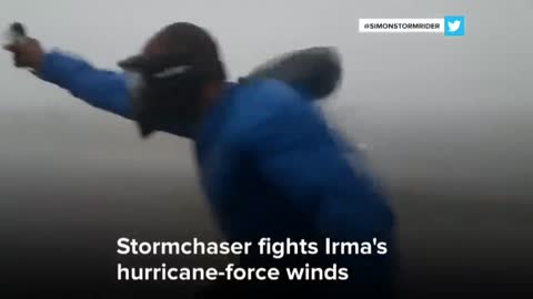 Storm Chaser Battles Hurricane Irma’s Powerful Winds | NBC News