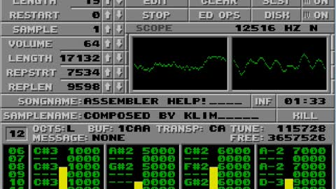 Amiga and Atari ST Protracker Music Mods - Assembler Help