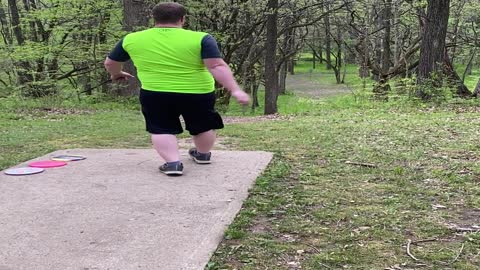 Guy Pumped after Nailing Far Frisbee Golf Shot