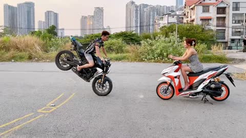 Motorcycle Stunt Ends in a Slam