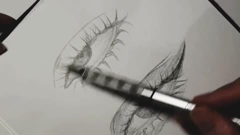 Eye drawing using a pencil