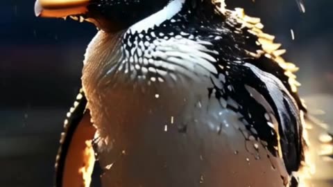 beautiful cute Pinguin in the sunshine at the beach