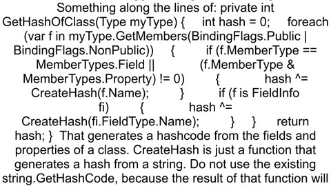 Generating hash of a class structure in C