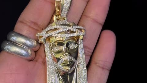 14K Gold & Natural Diamond Jesus Pendant