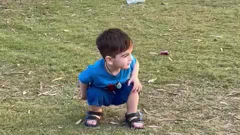 Cute funny baby playing with ball