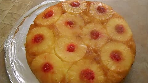 Pineapple upside down cake in a dutch oven