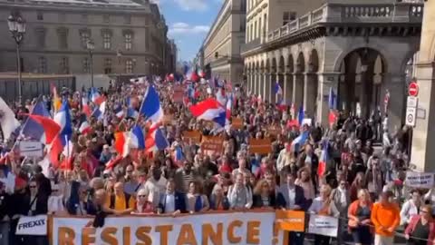 Supporters of the Patriots rally in Paris demanding Macron's resignation