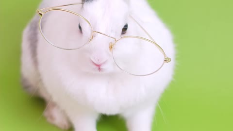 cute bunny with eyeglasses 😮