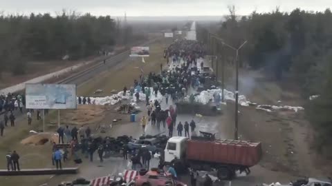 Residents of Energodar Ukraine have blocked the road