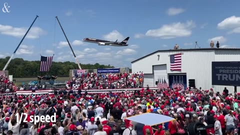 Trump Force One flyover as former president arrives in Asheboro, NC