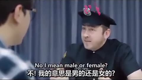 police man asking to Japanese man