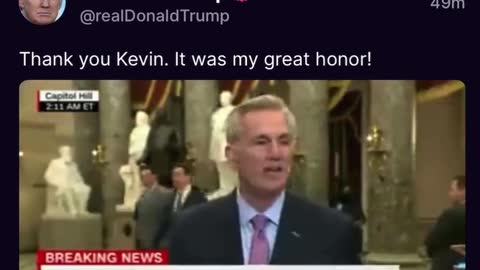 Kevin McCarthy Thanks President Trump for Helping Him Win