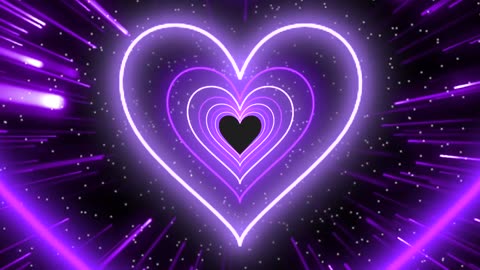 1063. Purple Heart Tunnel💜Neon Heart Background Wallpaper Video