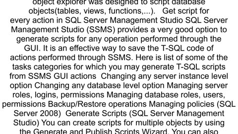 Generate Scripts equivalent in TSQL