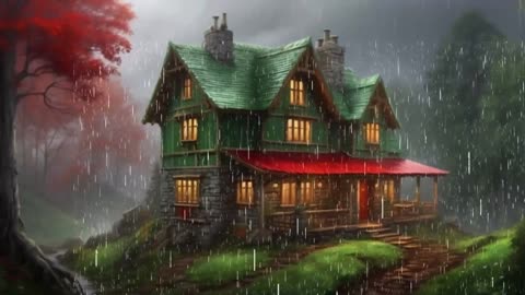 4K"Enchanting Forest Retreat: Serene Homes Amidst Rainfall Symphony"