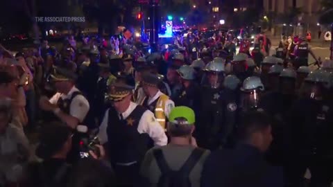 Protesters clash with police during final hours of the DNC