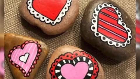 new different valentine's Day art rock and Stone painting ideas for beginners