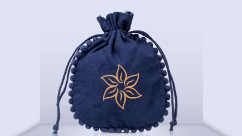 Buy PomPom Cotton Drawstring Pouches